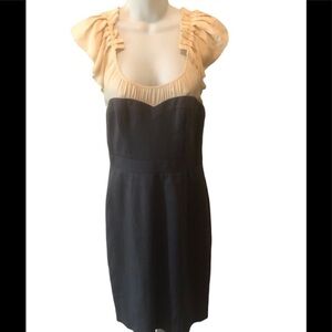 Rebecca Taylor Silk Blend Corset Inspired Dress 6 Off Shoulder Cream Romantic